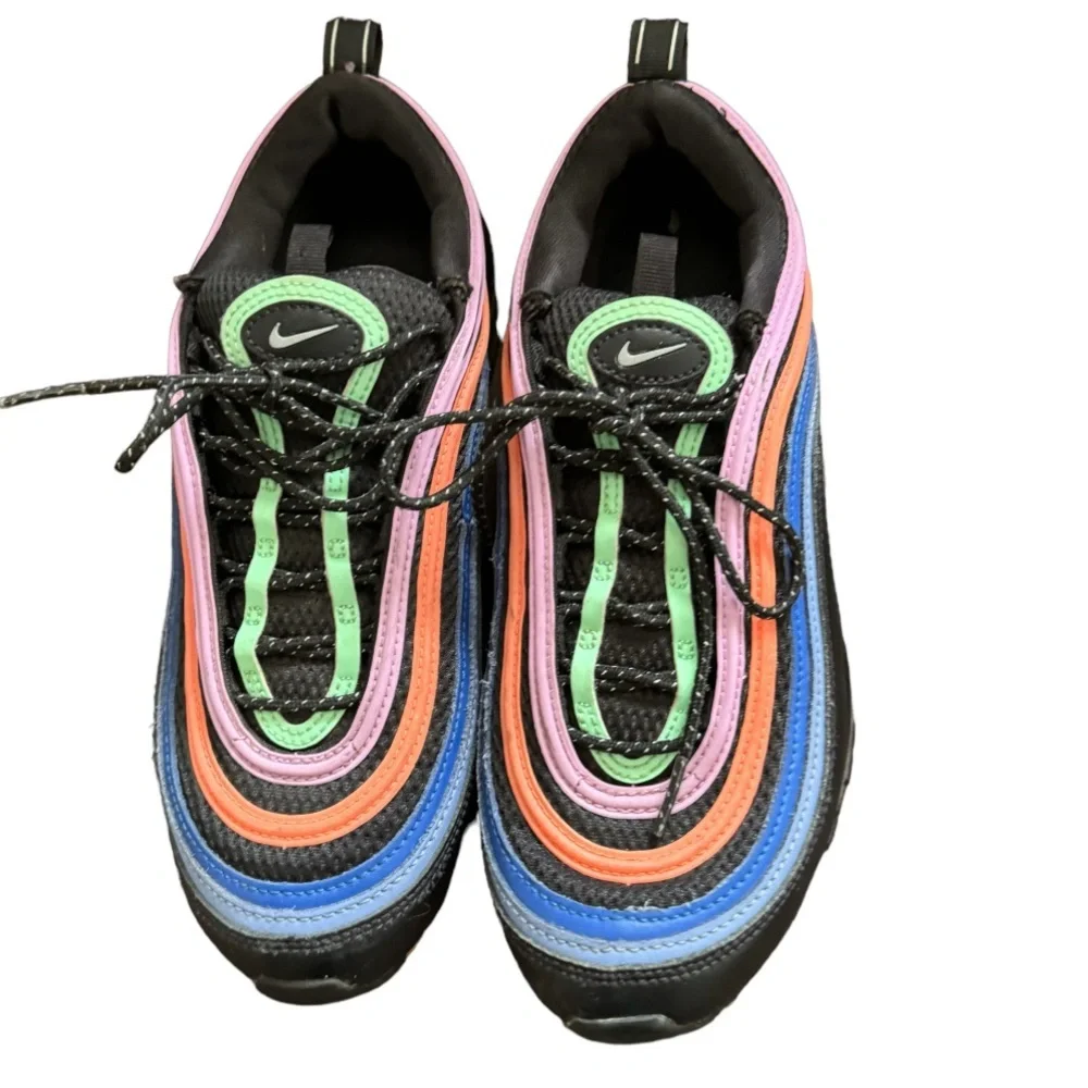 Nike AIR MAX 97 'MULTI-COLOR' #CW6028 001 Black Electro Green/Fuchsia Glow Shoes